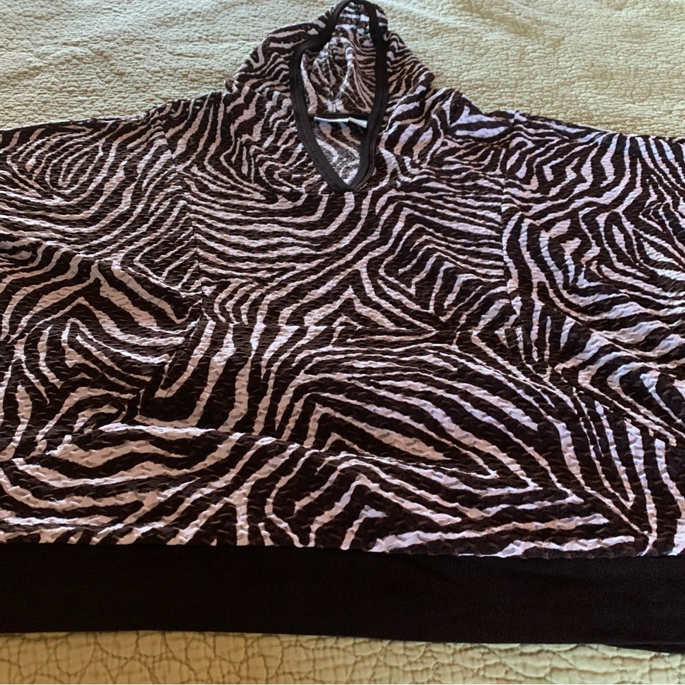 Chico’s Hoodie Brown & White Animal Print with Pockets Size 16 - Picture 16 of 16